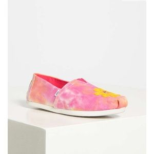 Toms Womens Alpargata Fuchsia Rose Tie Dye Daisy Embroidery 9.5